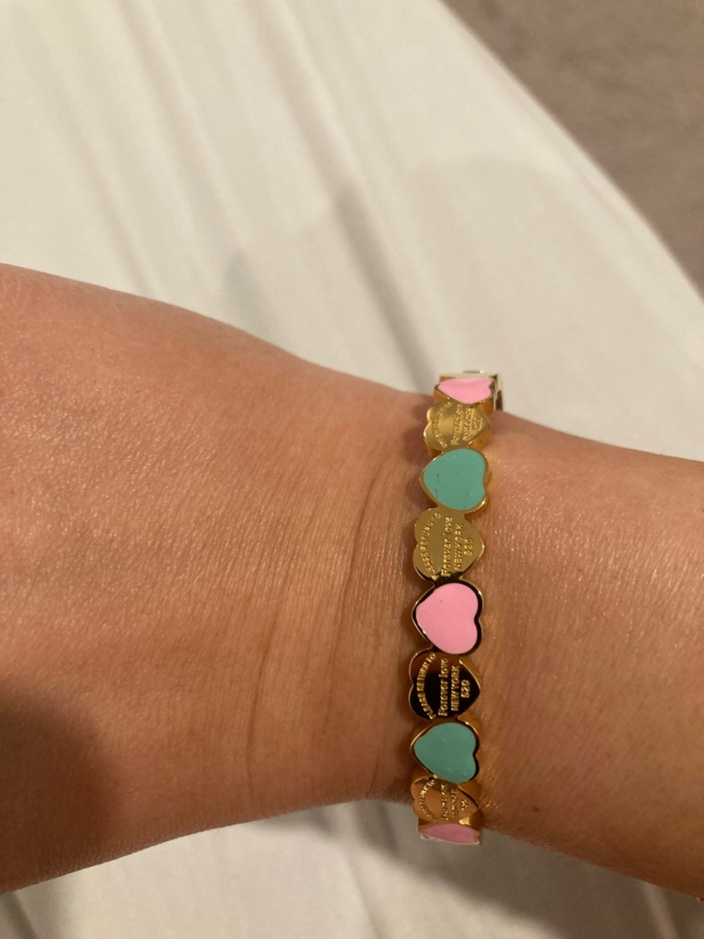 Pastel Hearts Love Gold Bangle - Picture 3 of 3